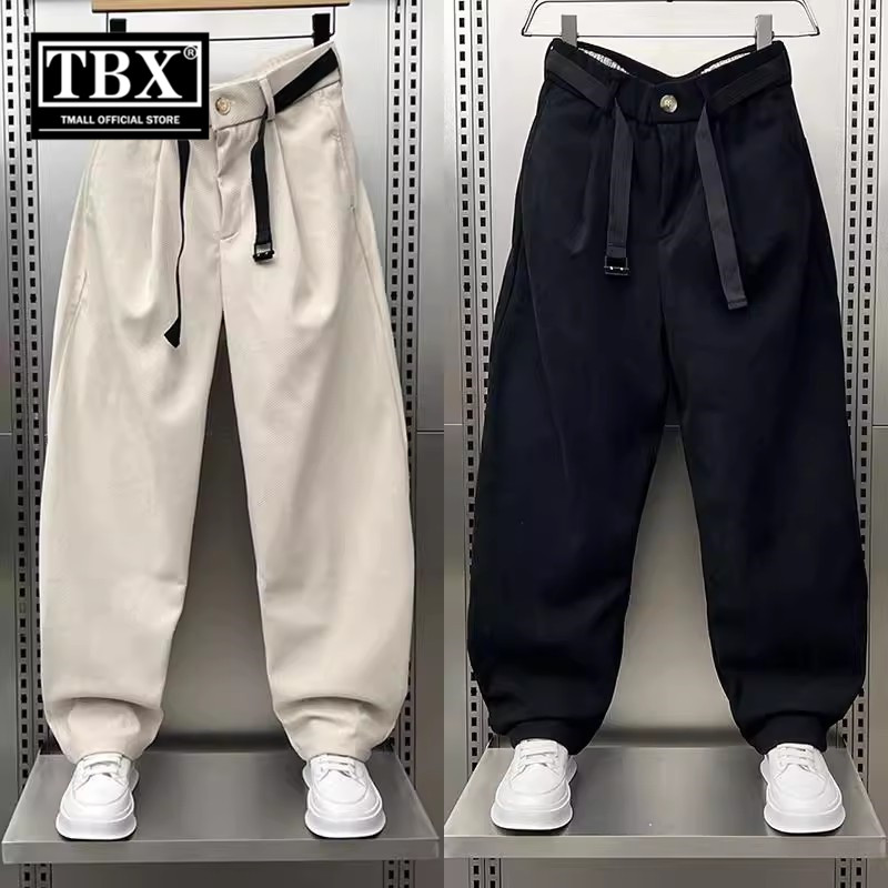 条绒弯刀裤男士2025新款秋冬季加绒加厚男裤宽松直筒休闲裤子男款