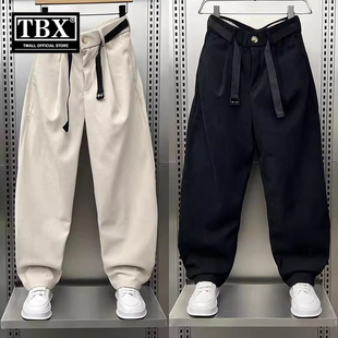 条绒弯刀裤男士2025新款秋冬季加绒加厚男裤宽松直筒休闲裤子男款