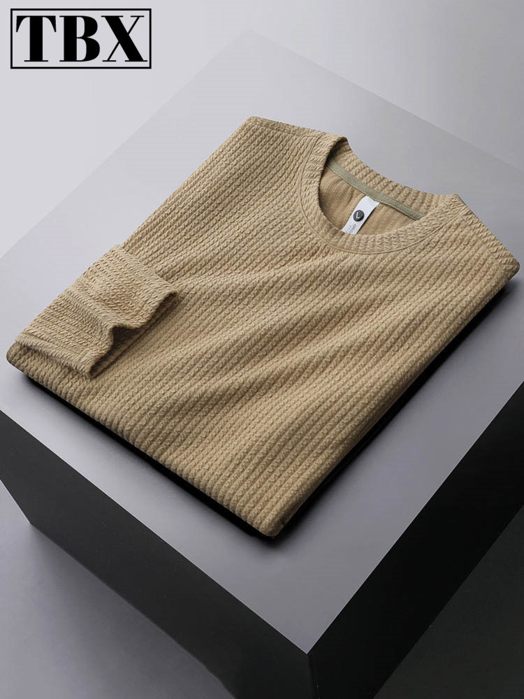 高端男士卫衣春秋季2025新款针织长袖T恤男款打底衫冬装加绒加厚