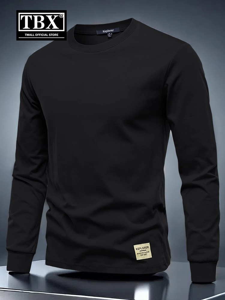 高端男士长袖t恤2025年新款春秋冬季加绒卫衣男款圆领纯棉打底衫