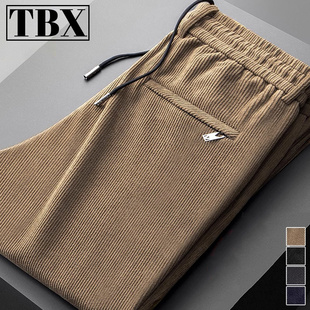 灯芯绒裤子男士春秋冬季加绒加肥加大码男裤宽松直筒休闲长裤男款