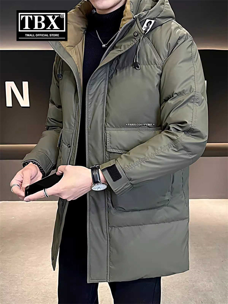 高端中长款羽绒服男士冬季2025新款爆款加厚保暖连帽外套男款冬装