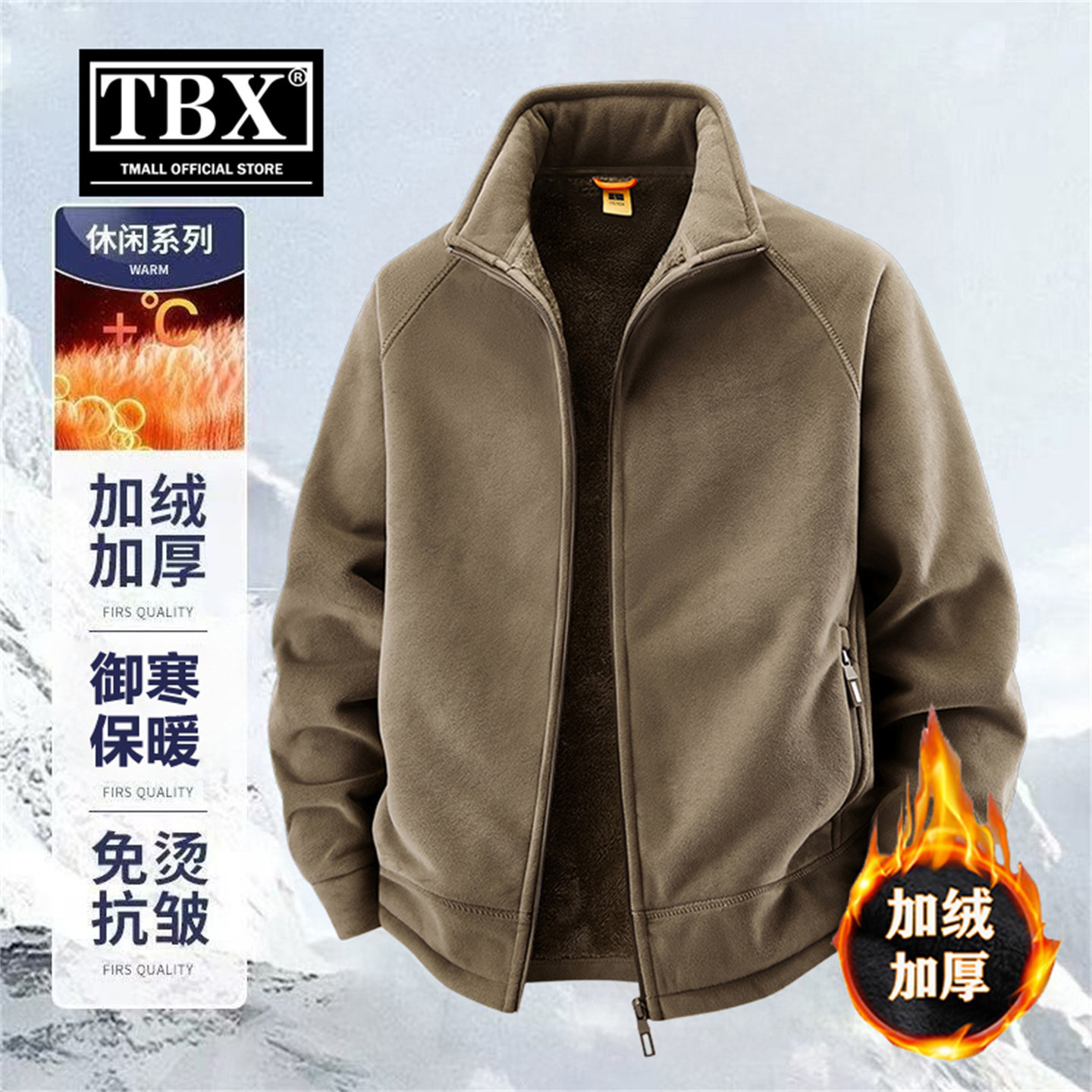 高端摇粒绒夹克外套男士2025新款秋冬季加绒加厚奥粒绒抓绒衣男款