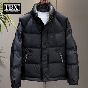 高端白鸭绒羽绒服男士2025新款冬季加厚保暖防寒立领外套男款冬装