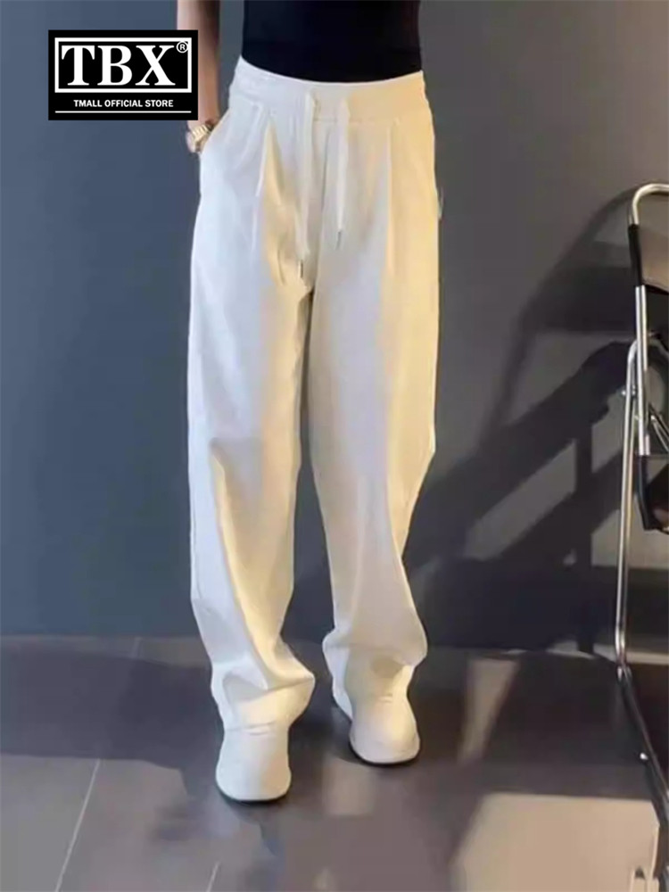 高端弯刀裤子男士2025新款春夏季薄款白色男裤直筒阔腿休闲裤男款