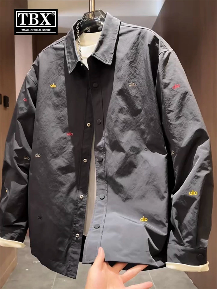 高端欧货衬衫式夹克外套男士2025新款春秋季休闲翻领衬衣男款冬装