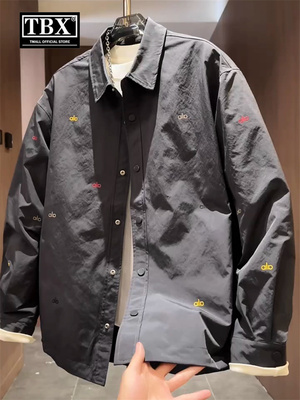 高端欧货衬衫式夹克外套男士2025新款春秋季休闲翻领衬衣男款冬装