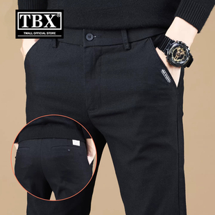 高端休闲裤子男士2026新款冬装加绒加厚男裤商务修身直筒西裤男款