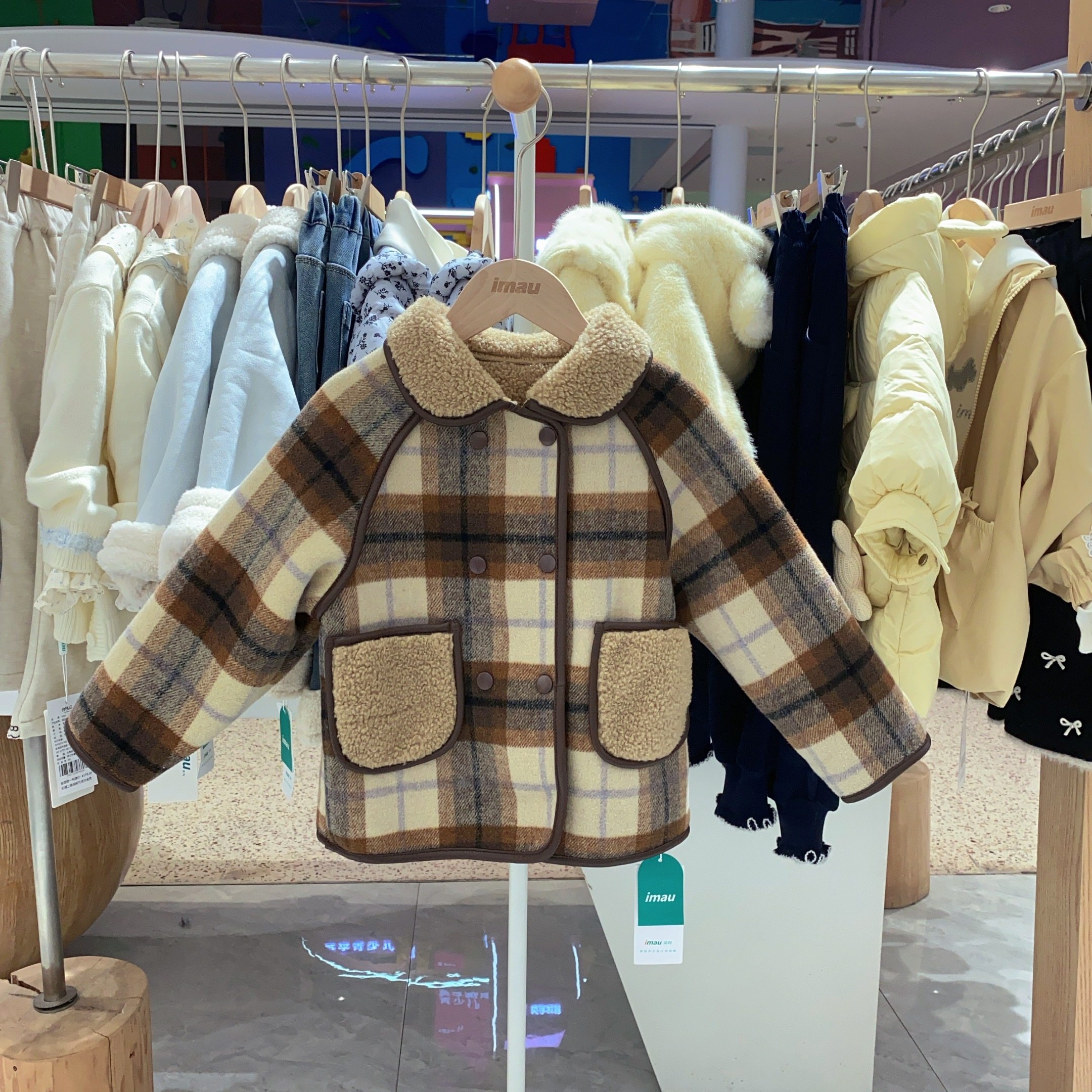 2025冬季款imau奕玛男小童装外套儿童皮毛一体加绒大衣54SF104211