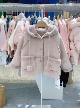 冬季新款imau奕玛童装女大童外套儿童加厚皮毛一体大衣48LF116258