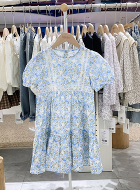 夏季新款imau奕玛童装女大童儿童纯棉碎花短袖连衣裙56LF471042