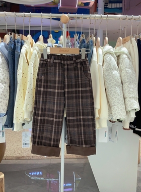 2025冬款imau奕玛女小童装格子休闲长裤儿童加绒布裤子58SF354063