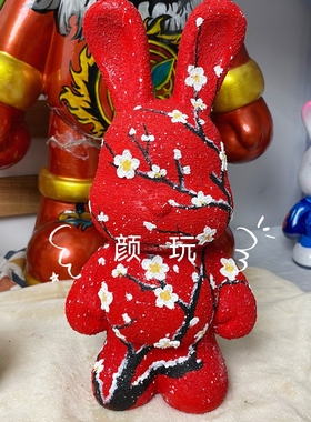 32CM流体兔流体熊手绘摆件石英砂潮玩公仔个性礼品炫酷可爱工艺美
