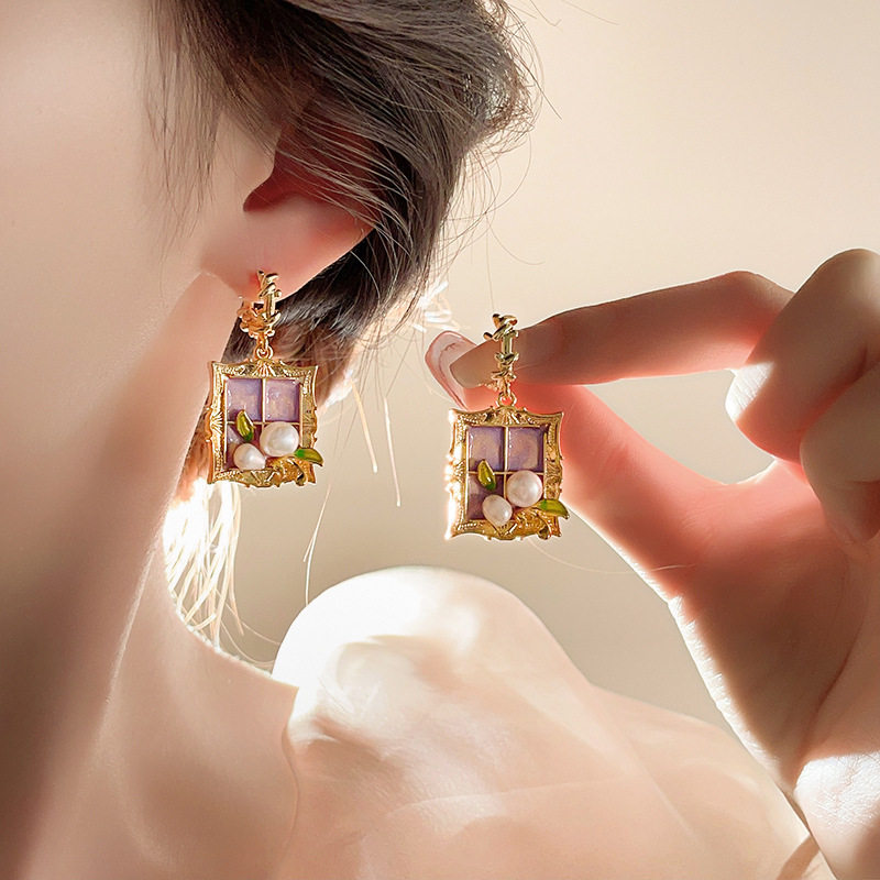 花园油画风爱心花朵珍珠耳环时尚气质耳钉法式甜美小清新耳饰,饰品/流行首饰/时尚饰品新,耳环,淘宝优惠券,粉丝福利购,淘宝优惠卷