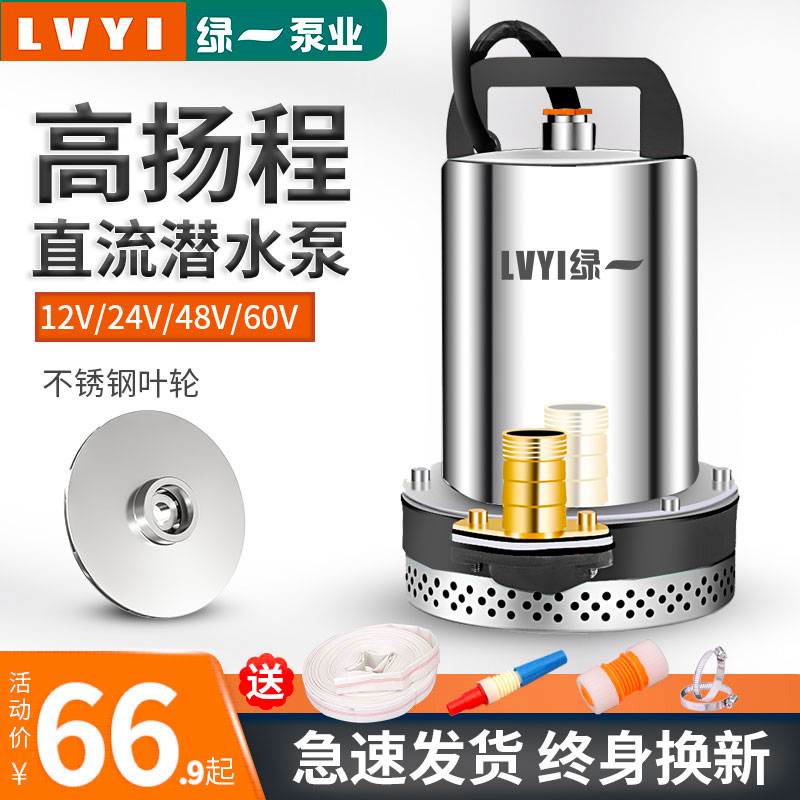 绿一农用48V直流潜水泵12V48V60V高扬程电动车家用抽水泵水泵