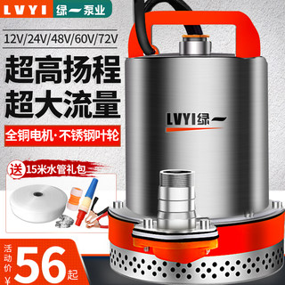 12v抽水泵48v电动车抽水泵灌溉农用电瓶车大功率小型直流潜水泵72