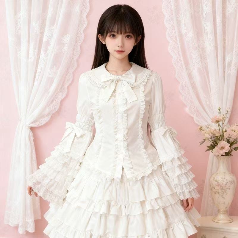 蕾丝doll感原创lolita姬袖Lolita衬衫内搭姬袖衬衫万能百搭外穿