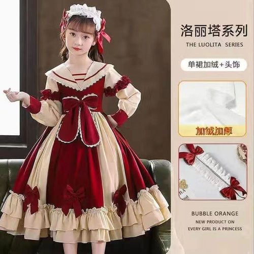 女童洛丽塔公主裙2025新款秋冬加绒加厚正版原创洛丽塔连衣裙
