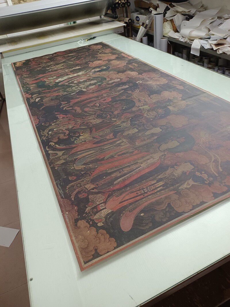 佛像画法海寺壁画帝释天东西书画人物国画真迹高清微喷仿古装饰画