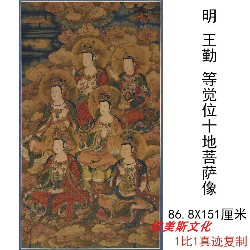 明 王勤 等觉位十地菩萨像仿古佛像工笔画像高清临摹学习装饰画