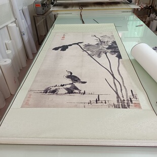 八大山人朱耷荷花水禽图水墨书画国画真迹高清微喷仿古装裱装饰画