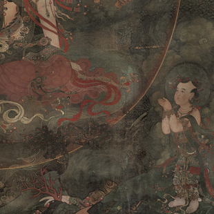 佛画 法海寺壁画 水月观音坐像仿古国画高清艺术微喷寺庙装饰画