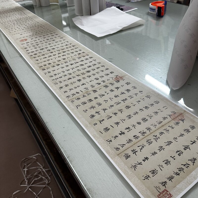 董其昌临褚遂良兰亭序复古书法字画行书真迹微喷仿古装裱手卷装饰