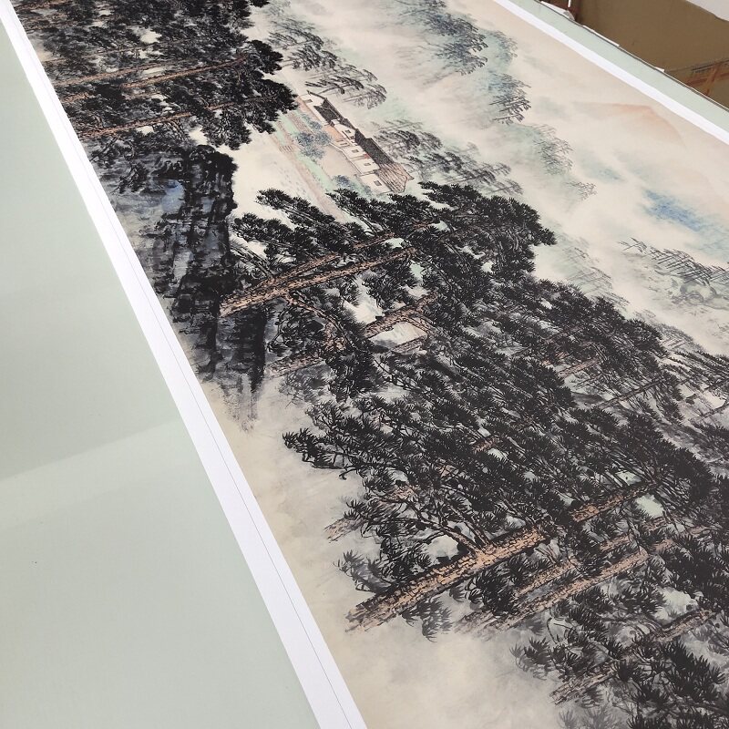 宋文治韶山朝晖中式仿古书法字画山水国画酒店中堂会所微喷装饰画