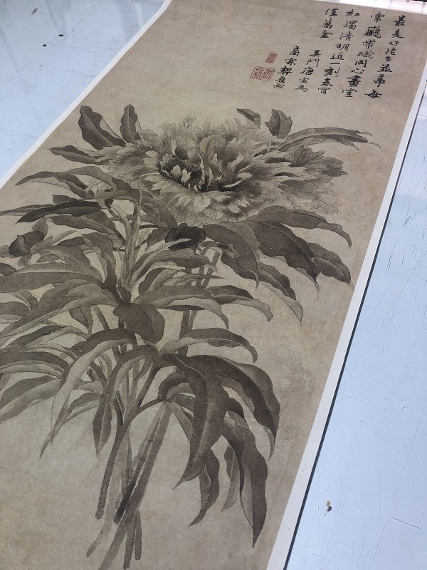 1:1唐寅 牡丹图写意花卉国画艺术微喷古代名画复制品装饰画唐伯虎