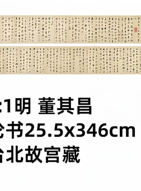 1:1 明 董其昌 论书 长卷 25.5x346cm 台北故宫古法帖真迹复制品