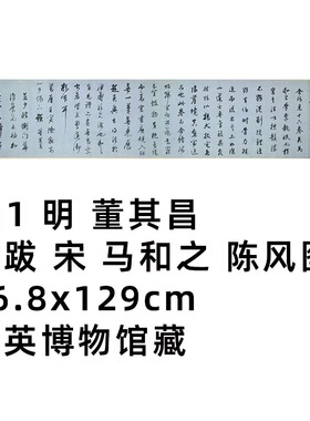 1:1 明 董其昌 题跋马和之陈风图26.8x129cm大英博物馆藏真迹复制