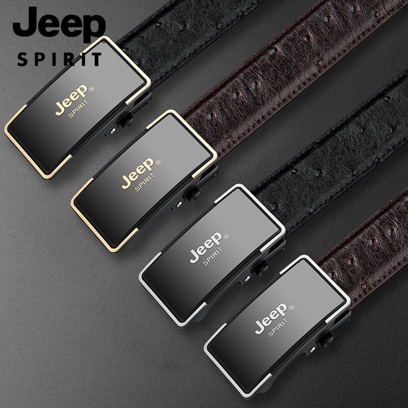 吉普品牌官方正品JEEPSPIRIT男头层牛皮自动扣皮带合金扣头皮带