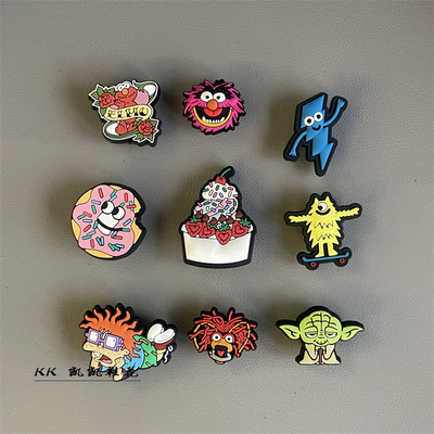 适配crocs鞋扣智必星配件洞洞鞋花卡通芝麻街芝麻街甜怪饼大眼仔