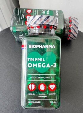 2027-04月挪威进口Biopharma Trippel三重深海鱼油144粒加量版