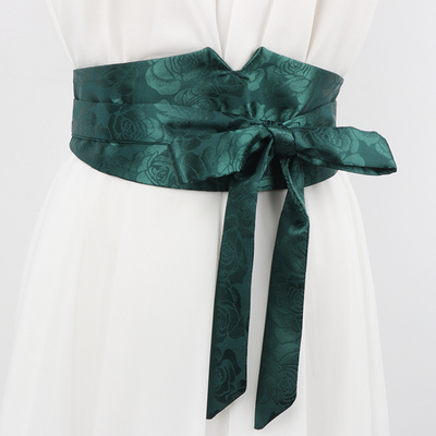 汉服宽腰封女装饰连衣裙子束腰古风中式国风布腰带复古百搭黑绿色