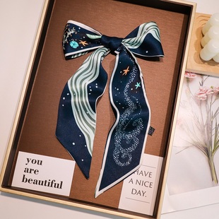 2025新款百搭仿真丝斜纹绸绑包包小长条简约潮流韩版扎发丝巾发带