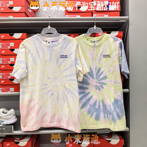Nike/耐克 正品女子刺绣印花扎染风宽松休闲圆领短袖T恤IF0612