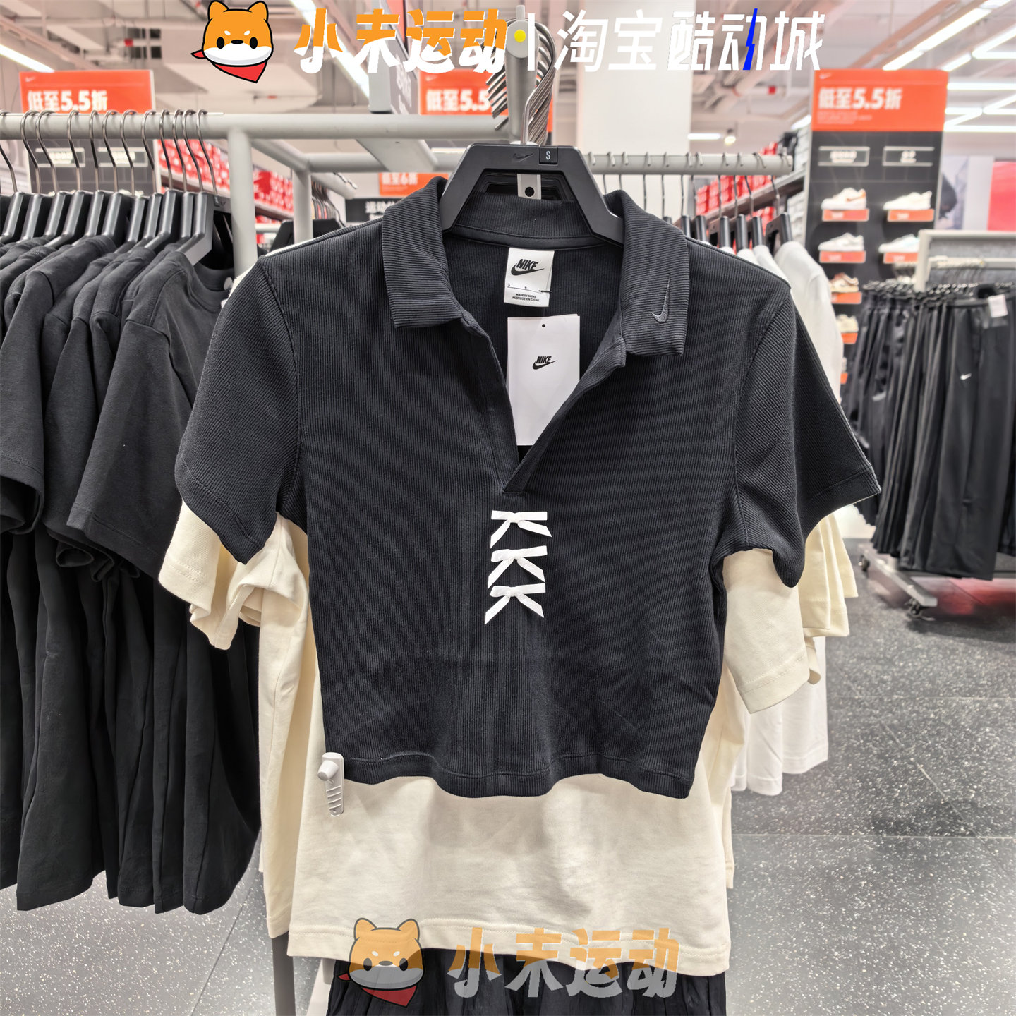 Nike/耐克 正品女子翻领POLO衫夏季蝴蝶结修身短款短袖T恤 IM3393