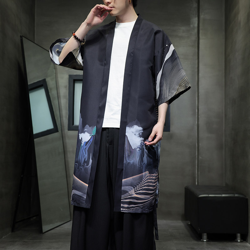 夏季新款风汉服开衫披风男DSA008-1-K302p48,男装风衣,电商A008-1
