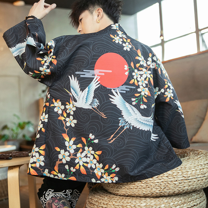 2025夏季风道袍男短袖汉服 开衫汉服防晒衣DS A008-1 K10 P40图片