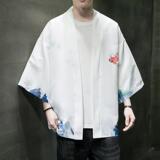 夏季新款风仙鹤祥鹿汉服开衫披风男DS-A008-1-K93p40，男装民族服装，电商A008-1