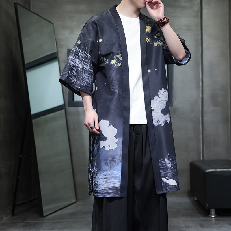 夏季新款风汉服开衫披风风衣男DSA008-1-K303p48,男装风衣,电商A008-1