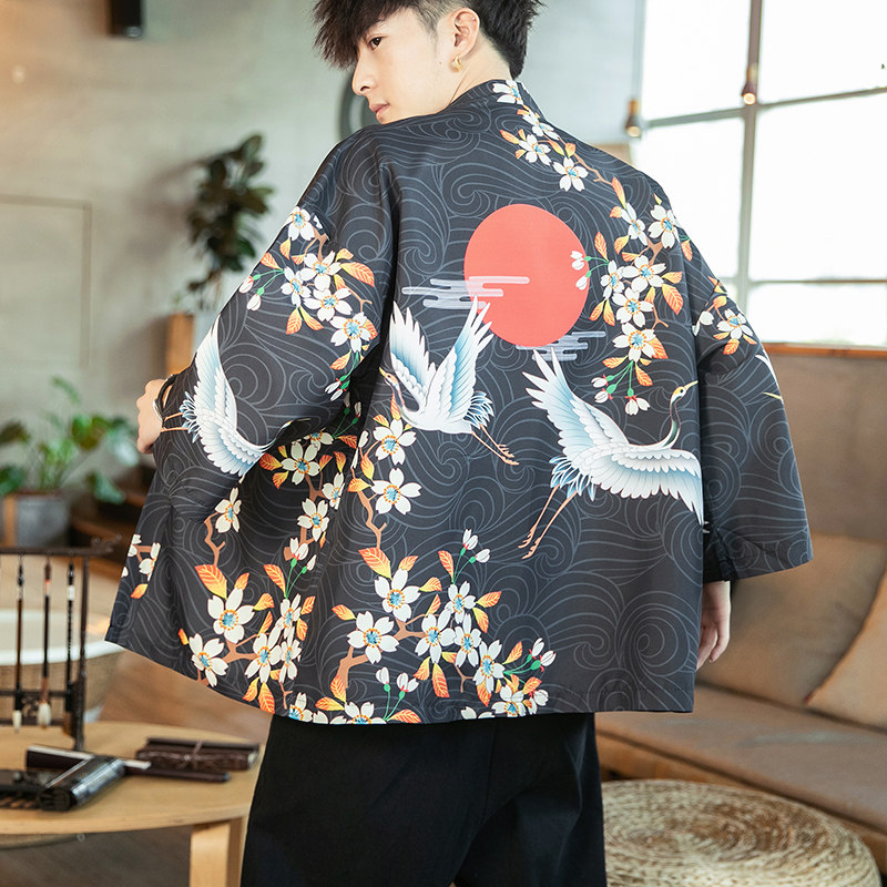 2025夏季风道袍男短袖汉服开衫汉服防晒衣DSA008-1K10P40,男装防晒衣,电商A008-1