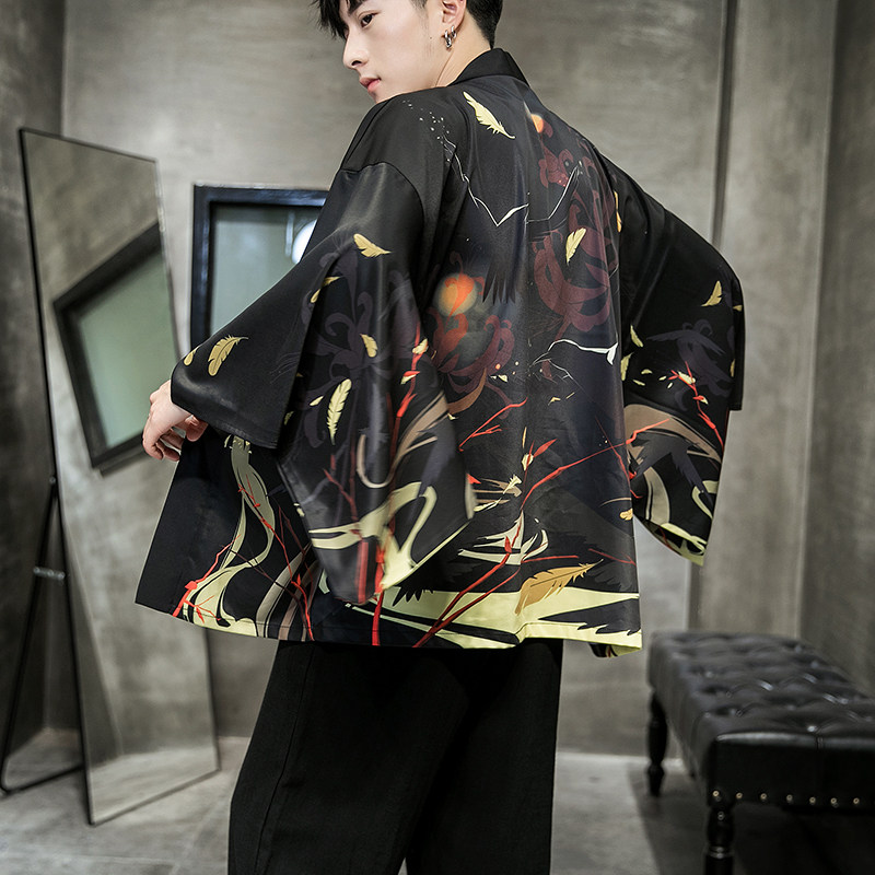 2025夏季新款风天鹅墨龙汉服开衫披风男DSA008-1K03P40,男装民族服装,电商A008-1