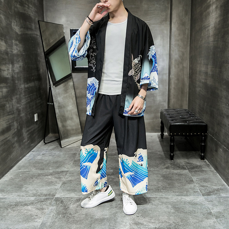 2025夏季风套装男士 海浪 汉服大码两件套DSA008-1-K12 -P75图片