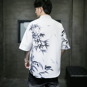 男士印花风休闲男新潮款青年短袖衬衫 DS-A008-1-S026-P45图片