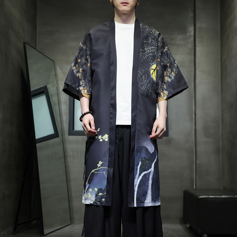 夏季新款风汉服开衫披风男DSA008-1-K301p48，男装风衣，电商A008-1