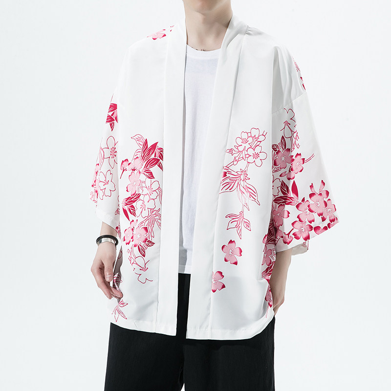 2025夏季新款风仙鹤言文荷花和服开衫披风男款6006K039p40,男装卫衣,电商A008-1