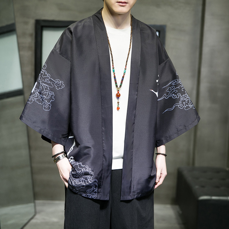 2025夏季新款风圣者仙鹤霞光和服开衫披风男6006K036p40,男装卫衣,电商A008-1