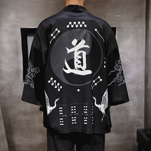 2025夏季新款风飞鹤 山水鲤鱼汉服开衫披风男DSA008-1K02p40图片